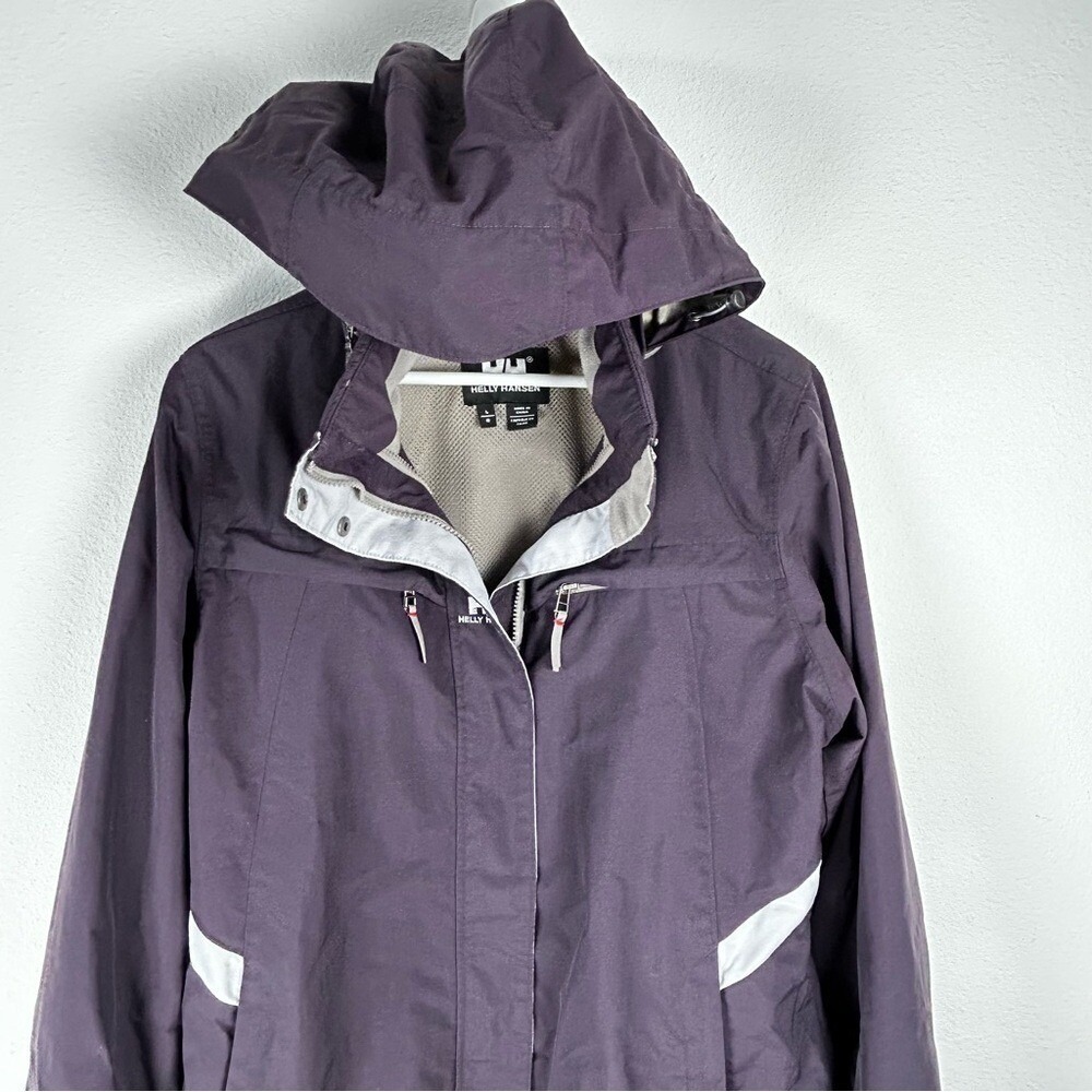Helly Hansen Womens L Ski Jacket Purple Gray Hooded Snowboard Winter Outdoor